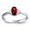 Genuine 0.46 ctw Garnet & Diamond Ring Jewelry 14KT White Gold - REF-22R5P