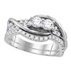 1.55 CTW Diamond 2-Stone Bridal Wedding Engagement Ring 14KT White Gold - REF-149X9Y