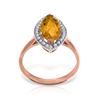 Genuine 1.80 ctw Citrine & Diamond Ring Jewelry 14KT Rose Gold - REF-70V5W