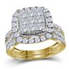 1.72 CTW Princess Diamond Halo Bridal Engagement Ring 14KT Yellow Gold - REF-134W9K
