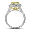 Image 2 : 1.27 CTW Canary Yellow Diamond Teardrop Cluster Bridal Ring 14KT White Gold - REF-119X9Y