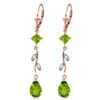Image 1 : Genuine 3.97 ctw Peridot & Diamond Earrings Jewelry 14KT Rose Gold - REF-44W9Y