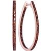 Image 1 : 0.50 CTW Red Color Diamond Oval Hoop Earrings 10KT Rose Gold - REF-59N9F