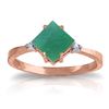 Genuine 1.46 ctw Emerald & Diamond Ring Jewelry 14KT Rose Gold - REF-39W9Y