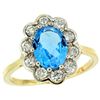Natural 2.34 ctw Swiss-blue-topaz & Diamond Engagement Ring 10K Yellow Gold - REF-69R8Z