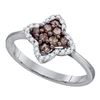 0.33 CTW Cognac-brown Color Diamond Cluster Ring 10KT White Gold - REF-22N4F