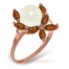 Genuine 2.65 ctw Pearl & Garnet Ring Jewelry 14KT Rose Gold - REF-28V5W