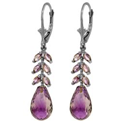 Genuine 11.20 ctw Amethyst Earrings Jewelry 14KT White Gold - REF-56Z2N