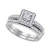0.50 CTW Princess Diamond Square Halo Bridal Engagement Ring 10KT White Gold - REF-47W8K