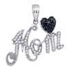 0.23 CTW Black Color Diamond Mom Mother Heart Pendant 10KT White Gold - REF-22M4H