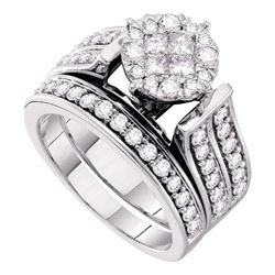 1.35 CTW Princess Diamond Bridal Engagement Ring 14KT White Gold - REF-164X9Y