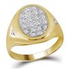 Image 1 : 0.25 CTW Mens Prong-set Diamond Oval Cluster Ring 10KT Yellow Gold - REF-22F4N