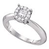 Image 1 : 0.51 CTW Princess Diamond Cluster Bridal Engagement Ring 14KT White Gold - REF-101W9K