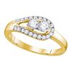 0.51 CTW Diamond 2-stone Bridal Wedding Engagement Ring 10KT Yellow Gold - REF-44N9F