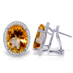 Genuine 9.76 ctw Citrine & Diamond Earrings Jewelry 14KT White Gold - REF-127X8M