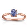 Genuine 0.46 ctw Tanzanite & Diamond Ring Jewelry 14KT Rose Gold - REF-27F8Z