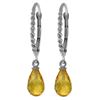 Genuine 3 ctw Citrine Earrings Jewelry 14KT White Gold - REF-24P3H