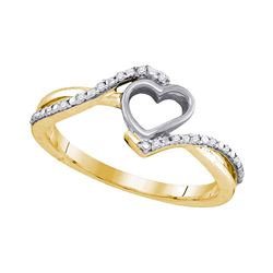 0.07 CTW Diamond Simple Heart Ring 10KT Yellow Gold - REF-10M5H