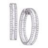 Image 1 : 3.5 CTW Diamond In/Out Hoop Earrings 14KT White Gold - REF-299X9Y