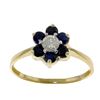 Genuine 0.50 ctw Sapphire & Diamond Ring Jewelry 14KT Yellow Gold - REF-42H2X