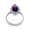 Genuine 1.80 ctw Amethyst & Diamond Ring Jewelry 14KT White Gold - REF-70M5T