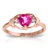 Genuine 0.96 ctw Pink Topaz & Diamond Ring Jewelry 14KT Rose Gold - REF-40V5W