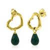 Genuine 6.6 ctw Green Sapphire Corundum Earrings Jewelry 14KT Yellow Gold - REF-47N2R