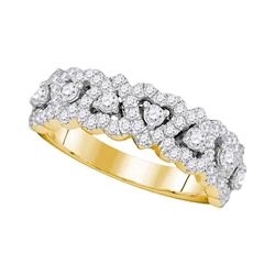 0.78 CTW Pave-set Diamond Heart Ring 14KT Yellow Gold - REF-92H9M