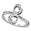 Image 1 : 0.04 CTW Diamond Double Heart Bypass Ring 10KT White Gold - REF-12F2N