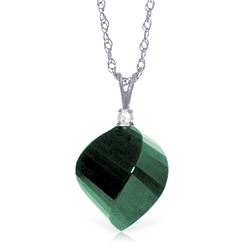 Genuine 15.3 ctw Green Sapphire Corundum & Diamond Necklace Jewelry 14KT White Gold - REF-31K4V