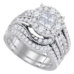 2.51 CTW Princess Diamond Soleil Bridal Engagement Ring 14KT White Gold - REF-269H9M