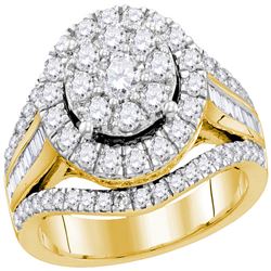 1.95 CTW Diamond Cluster Bridal Engagement Ring 10KT Yellow Gold - REF-149M9H