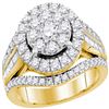 Image 1 : 1.95 CTW Diamond Cluster Bridal Engagement Ring 10KT Yellow Gold - REF-149M9H