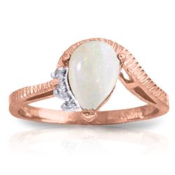 Genuine 0.79 ctw Opal & Diamond Ring Jewelry 14KT Rose Gold - REF-52F3Z