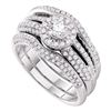 1 CTW Diamond Halo Bridal Engagement Ring 14KT White Gold - REF-157W5K