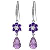 Genuine 5.51 ctw Amethyst & Diamond Earrings Jewelry 14KT White Gold - REF-47M4T