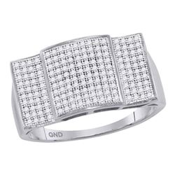 0.50 CTW Mens Pave-set Diamond Rectangle Dome Cluster Ring 10KT White Gold - REF-59X9Y