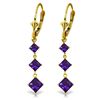 Genuine 4.79 ctw Amethyst Earrings Jewelry 14KT Yellow Gold - REF-50X2M