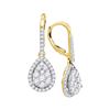 1.37 CTW Diamond Leverback Teardrop Dangle Earrings 14KT Yellow Gold - REF-119M9H