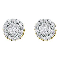 0.73 CTW Diamond Flower Screwback Earrings 14KT Yellow Gold - REF-57H2M