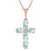 Genuine 1.75 ctw Aquamarine & Diamond Necklace Jewelry 14KT Rose Gold - REF-44P7H