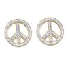 Image 1 : 0.15 CTW Diamond Peace Sign Circle Screwback Stud Earrings 10KT Yellow Gold - REF-22H4M