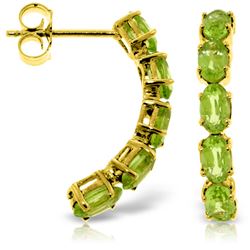 Genuine 2.5 ctw Peridot Earrings Jewelry 14KT Yellow Gold - REF-37M4T