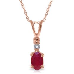 Genuine 0.46 ctw Ruby & Diamond Necklace Jewelry 14KT Rose Gold - REF-22Y7F