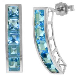 Genuine 4.5 ctw Blue Topaz Earrings Jewelry 14KT White Gold - REF-38P5H