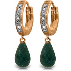 Genuine 6.64 ctw Green Sapphire Corundum & Diamond Earrings Jewelry 14KT Rose Gold - REF-50N2R