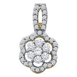 0.34 CTW Diamond Flower Cluster Pendant 10KT Yellow Gold - REF-25X4Y