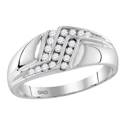 0.25 CTW Mens Diamond Triple Row Polished Ring 10KT White Gold - REF-30Y2X