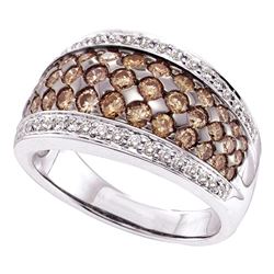 1.5 CTW Brown Color Diamond Fashion Ring 14KT White Gold - REF-124Y4X