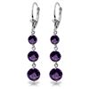 Image 1 : Genuine 7.2 ctw Amethyst Earrings Jewelry 14KT White Gold - REF-42N6R